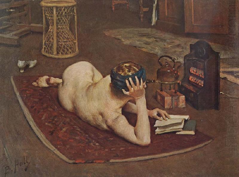 Bernard Hall Nude Reading at studio fire china oil painting image